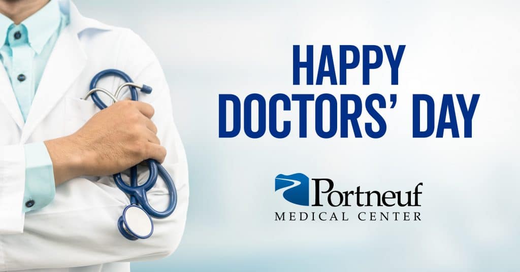 Happy Doctor's Day text by doctor