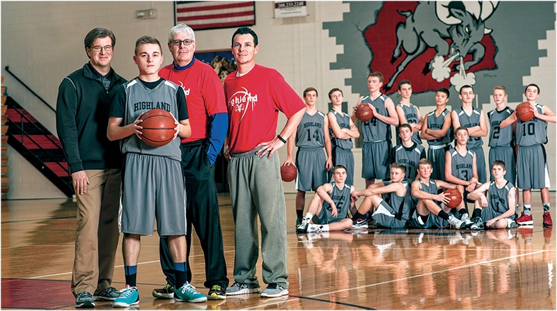 youth basketball team on court